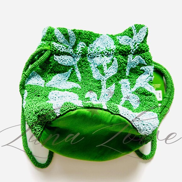 KATE SPADE New York x Target Beaded Classic Rose Drawstring Bucket In Green NWT - Picture 5 of 12